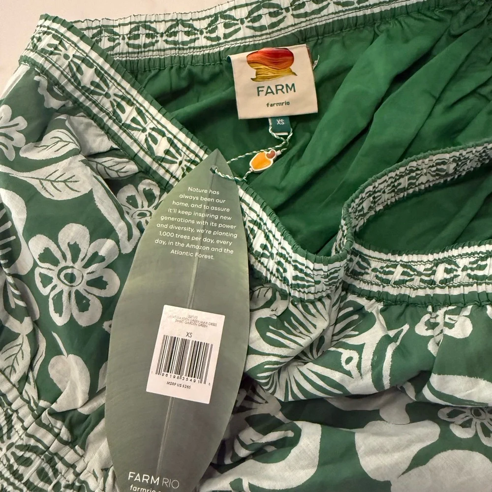 Farm Rio NWT One-Shoulder Green Floral Maxi Dress Size XSmall - Picture 5 of 5